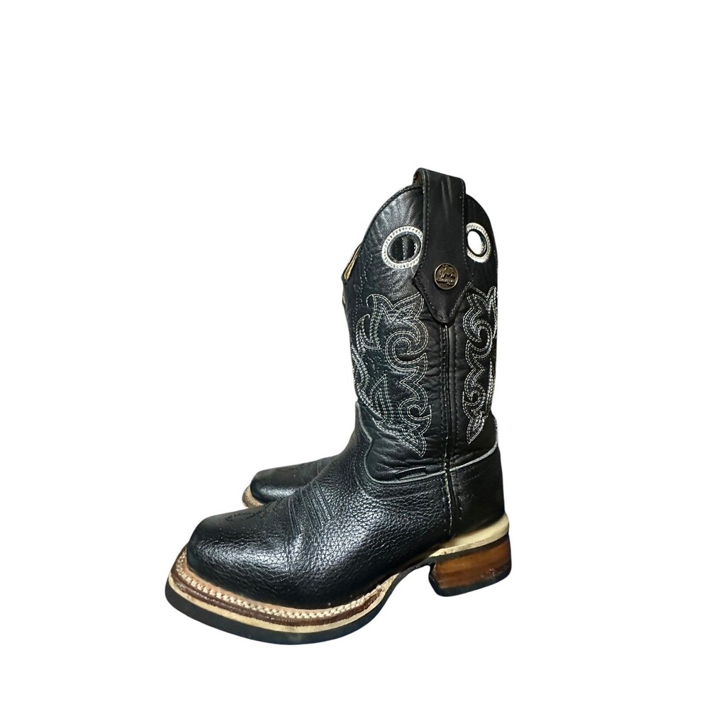 Chaparral Women's Mexican Cowgirl Black Leather Boots Square Toe Mexico Sz 5 US